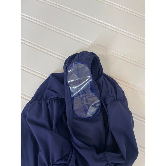 NWOT Michael Kors Swimsuit Navy Blue Ruched Strappy V-Neck 1 PC One Piece Sze XS - Picture 7 of 8